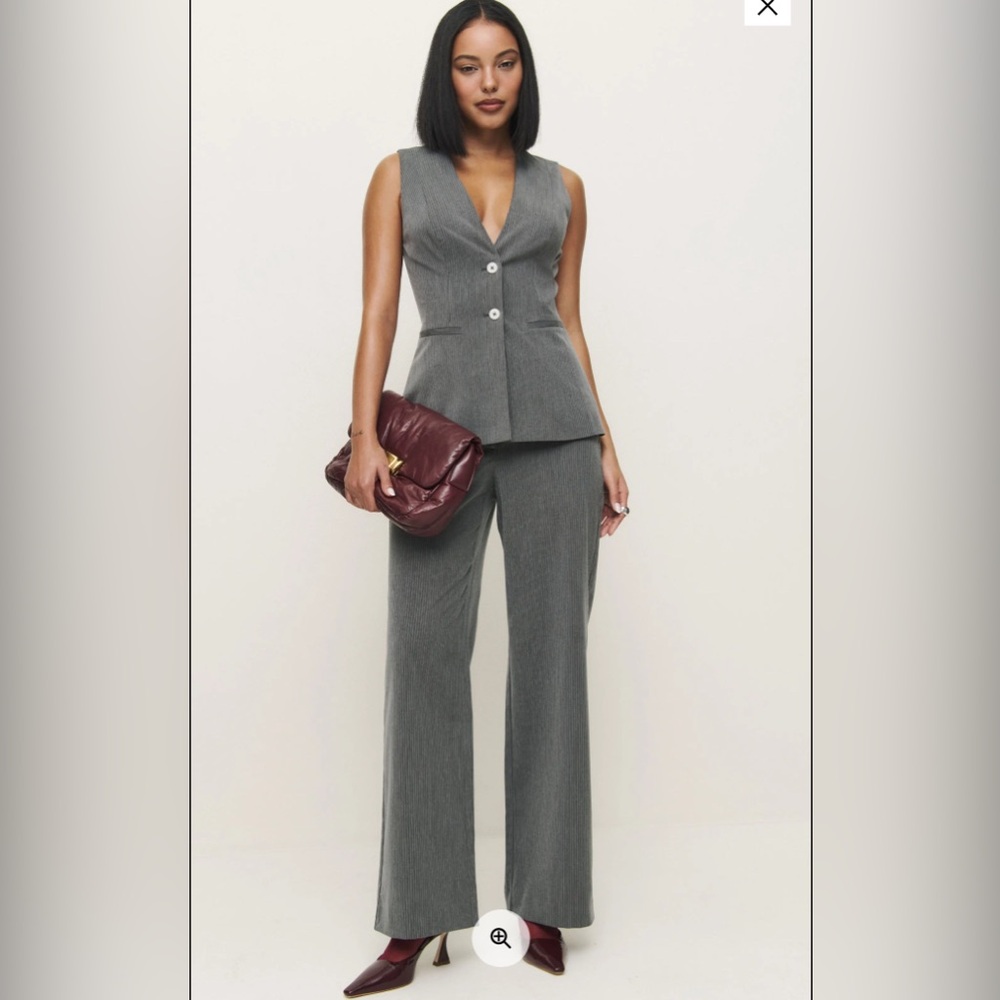 NWT Reformation Saylor Two Piece Grey Pant Vest Set - Size 8